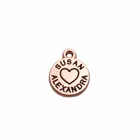 High quality small stamped logo custom metal letter jewelry pendant charms oem tags for decoration
