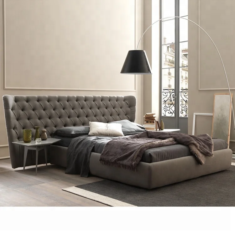 Итальянские кровати ворсовые изголовья спальня последние дизайны двуспальной кровати