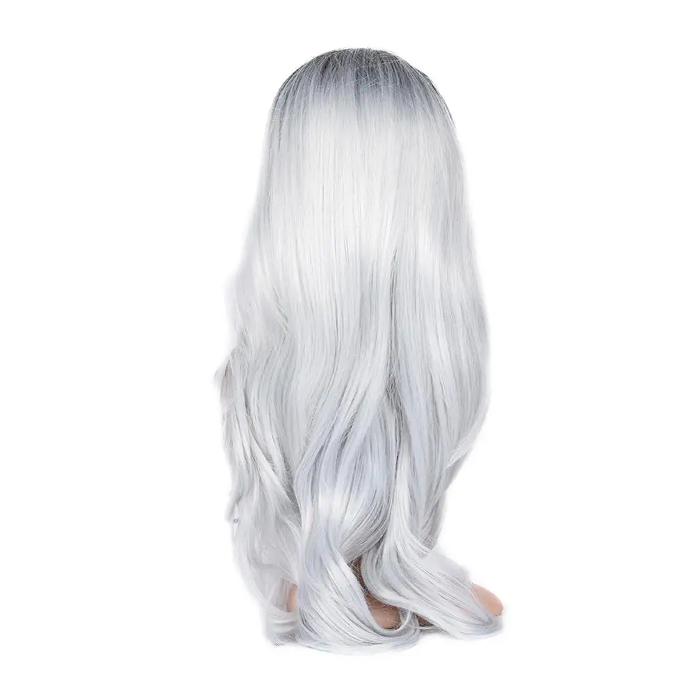 合成银色头发假发廉价长直发假发配机器制造女式假发