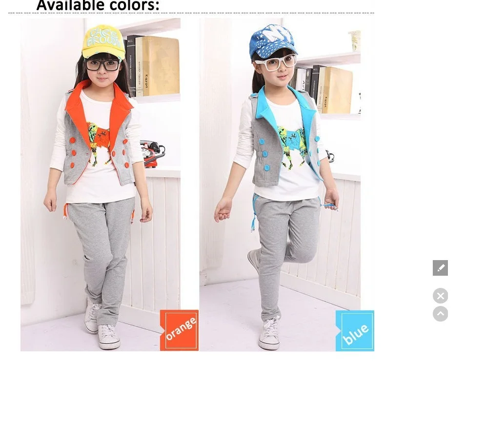 Teenage Girls' Clothing Set 3 Pieces for Spring Autumn Girls' Long Sleeves T Shirt & Vest & Pants 3 pcs Children Casual Suit Set