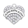 Husuru Jewelry Greek Alphabet Alpha Kappa Alpha Heart Shape Crystal Charm Pendant For Society Accessories Custom Design DIY