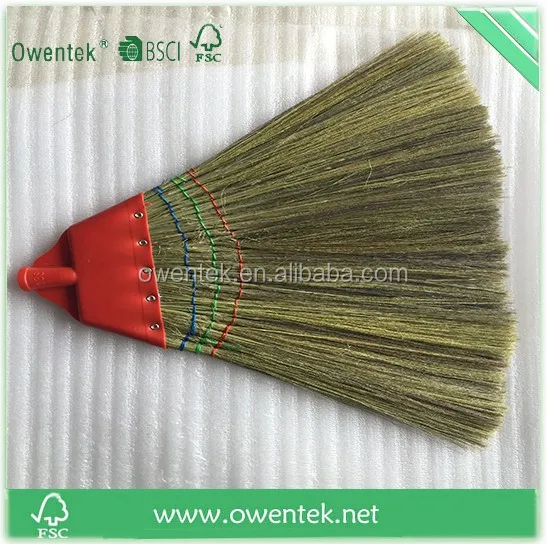 new design natural straw grass soft bristle broom with handles