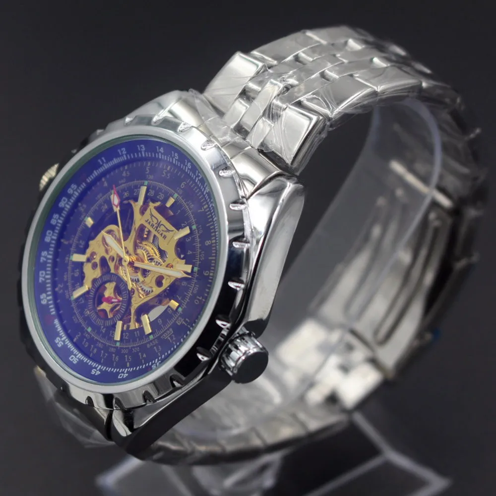 Antique Men's Watch Luury Famous Brand Jaragar Automatic Skeleton Wrist Watch Golden Male Stainless Steel Montre Homme