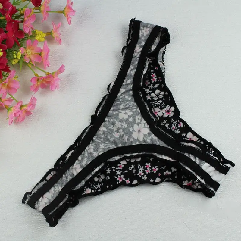Stock New Women Floral Sey cotton Thong Underwear Girls G String Cotton Panties High Quality Intimates Seamless Briefs Summer St