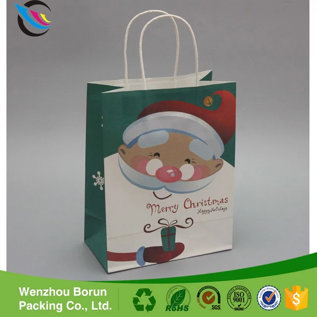 hand length handle christmas fancy paper bag