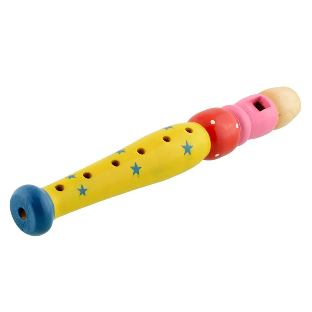 Colorful Fun Baby Kids Wooden Flute Whistle Musical Education Toys