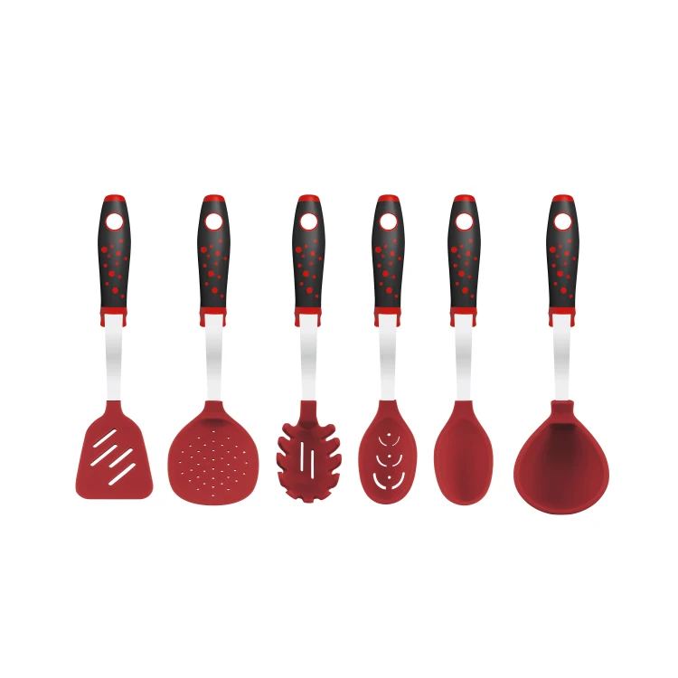 فندق اكسسوارات المنزل مجموعة أدوات طهي للمطبخ سيليكون أدوات ملونة حمراء