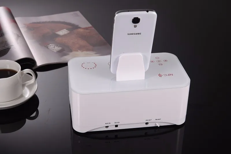Hot A8 Touch Radio Alarm Clock Bluetooth Speaker with docking System,Portable Dock Station Stereo A8 FM AUX NFC Dual USB speaker - ANKUX.COM