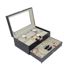 Custom 2 layer leather jewelry boxes watch storage display jewelry boxes with lid