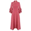 JINYE Pink Ruffle Sleeve Solid Modern Qipao Cheongsam Evening Prom Modest Dress