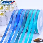Gift Packing Satin Ribbon Polyest Satin Pretty Pure Single Color Wired Blue Polyester Ribbon Satin