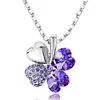 Fashion Crystal Clover Heart Gem Pendant Charm for Girls Necklace Dangle