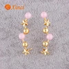Beauty Colorful Beads with Star Stud Hook Earring Blank China Charms for Jewelry Making Wholesale