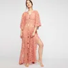 bat sleeve Summer woman pink white see through Cover Up White Mesh hollow out Lace Beach Maxi sexy beach party wear long dress