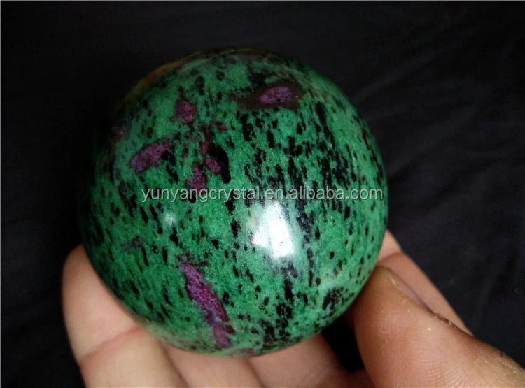 natural rare green ruby zoisite sphere gem stone crystal ball