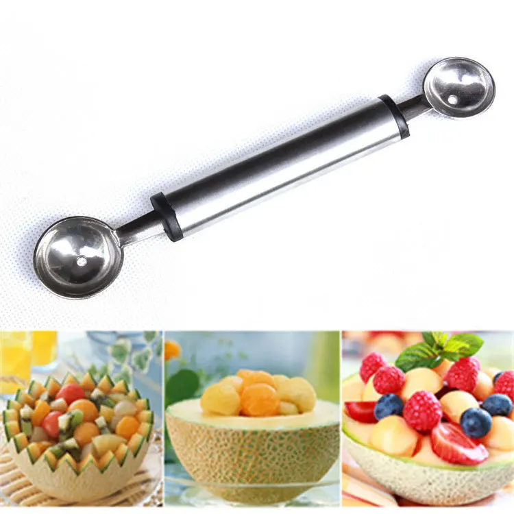 Stainless Steel Double Digging Fruit Melon Spoon Fruit Dig the Ball Device Fruit & Vegetable Tools M1341