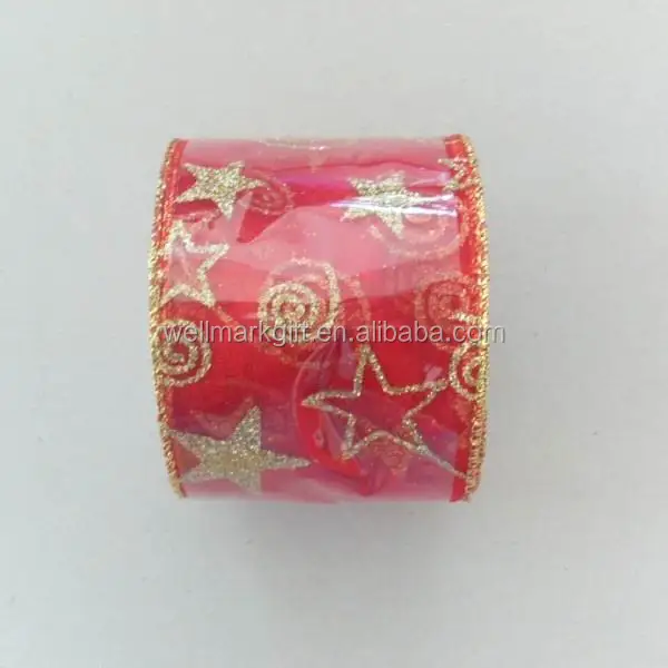gold red wired christmas gift wrapping decorative fabric woven