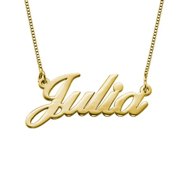 مجوهرات الأزياء 2018 الكلاسيكية 18K مطلية بالذهب لوحة اسم مخصص قلادة الذهب للنساء