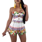 Summer clothing 2019 Sexy V Neck strapless off shoulder printed Beach Casual Plus Size jumpsuit