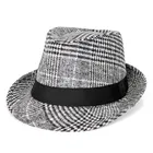 Classic Cotton Polyester Felt Trilby Gray Black Brown Fedora Hats Jazz Caps With Black Ribbon For Dad Man