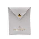 Custom logo mini white Soft PU watch leather pouch with button closure