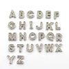 Tiny slide Initial alphabet letter charms 26 Letters A-Z with cz stone for glass locket wholesale