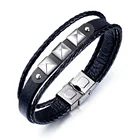 New Product Cool Bangle Premium Plain Leather Snap Custom Leather Bracelet