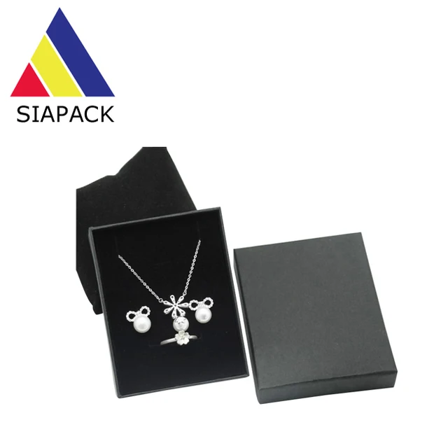 print black cardboard necklace jewelry paper box with velvet