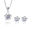 Simple flower 925 sterling silver with aaa cz bridal jewelry cheap set for women