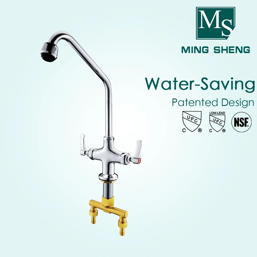 Wholesale Faucet Cheap Tapware Dual Handles Stainless Kitchen Sink Faucet Water Tap