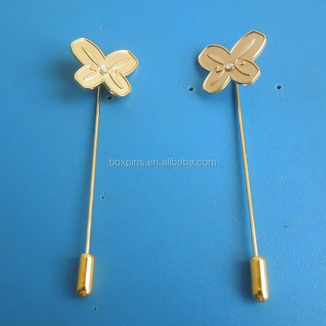 flower golden suit shirt corsage metal lapel stick pin brooch