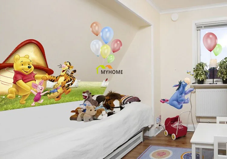Larger (2pcs/Set) Children's Wall Decal Cute Winnie the Pooh Wall Stickers For Kids Rooms