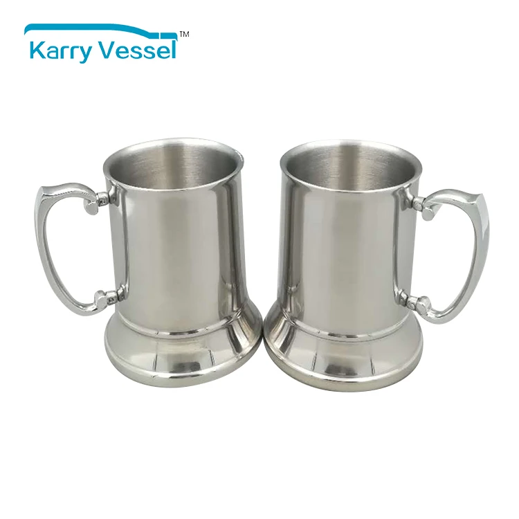 KARRY Vacuum Insulated Stainless Steel 450ml Tumbler Thermos Beer Mug Tankard With Handle