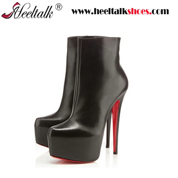 OEM ODM quality high heel genuine leather red outsole leather boots high heels