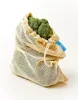 100% Certified Organic Cotton Reusable Mesh Drawstring Bag Shopping Mall Fruit Vegetable Produce Bag