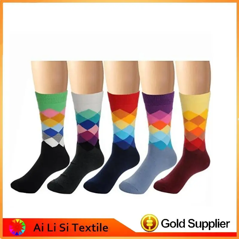 Hot selling Christmas Kawaii Funny Sock Stripes Argyle Colorful Men's Dress Socks made in China
