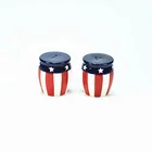 Hot Sale July 4th Independence Day Decoration Red White Blue American Flag Hat shape ceramic Salt and Pepper Shakers