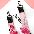 Diy mobile phone keychains accessories animals jewelry light pink flamingo embroidery cloth long keychain