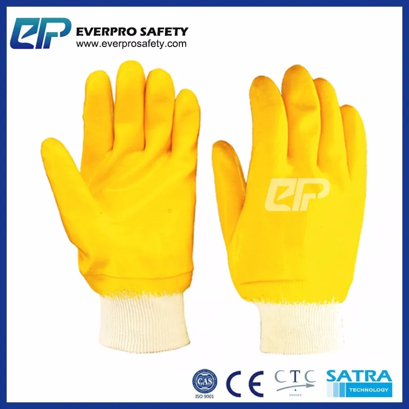 Cotton Interlock Shell Bulk Fully Nitrile Coated Gloves With Yellow Colors