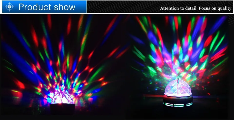 NEW Style RGB Full Color E27 3W AC 110V 220V LED Bulb Crystal Auto Rotating Stage Effect DJ Mini Laser Disco Stage light lamp