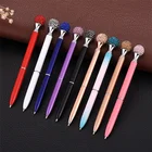 New & Hot Multiple Color Options Custom Logo Metal Twist Colored Jewelry Crystal Ball Pen With Charm