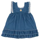 Hippo Kids girls denim dresses wholesale ruffle layered dresses girls boutique dresses