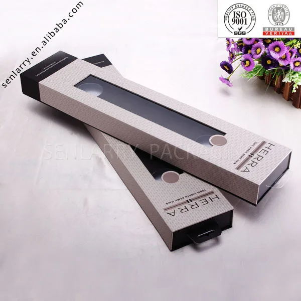 printed cardboard gift box window on the top for hair extension