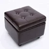 Cheap Factory Direct Price Coffee Color PU Leather Square Ottoman with Storage Function