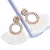 15204 Barlaycs Wholesale 2019 Hot Selling Fashion Statement Handmade Beaded Hoop Tassel Earrings for Women Jewelry
