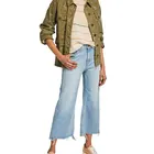Autumn Latest Design Lady Light Washed Blue Loose Denim Pants Cropped Wide Leg Jeans