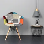 Morden Nordic style fabric wooden legs kitchen chair