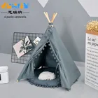Grey and white stylish puppy teepee pet dog tent indoor