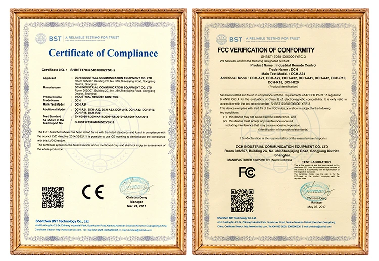 Safety Industrial wireless remote control for Hoist Cranes 433MHz frequency - ANKUX Tech Co., Ltd