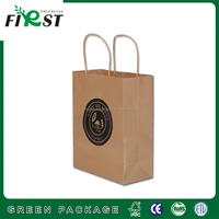 cheap small flat handle kraft paper bag with logo print